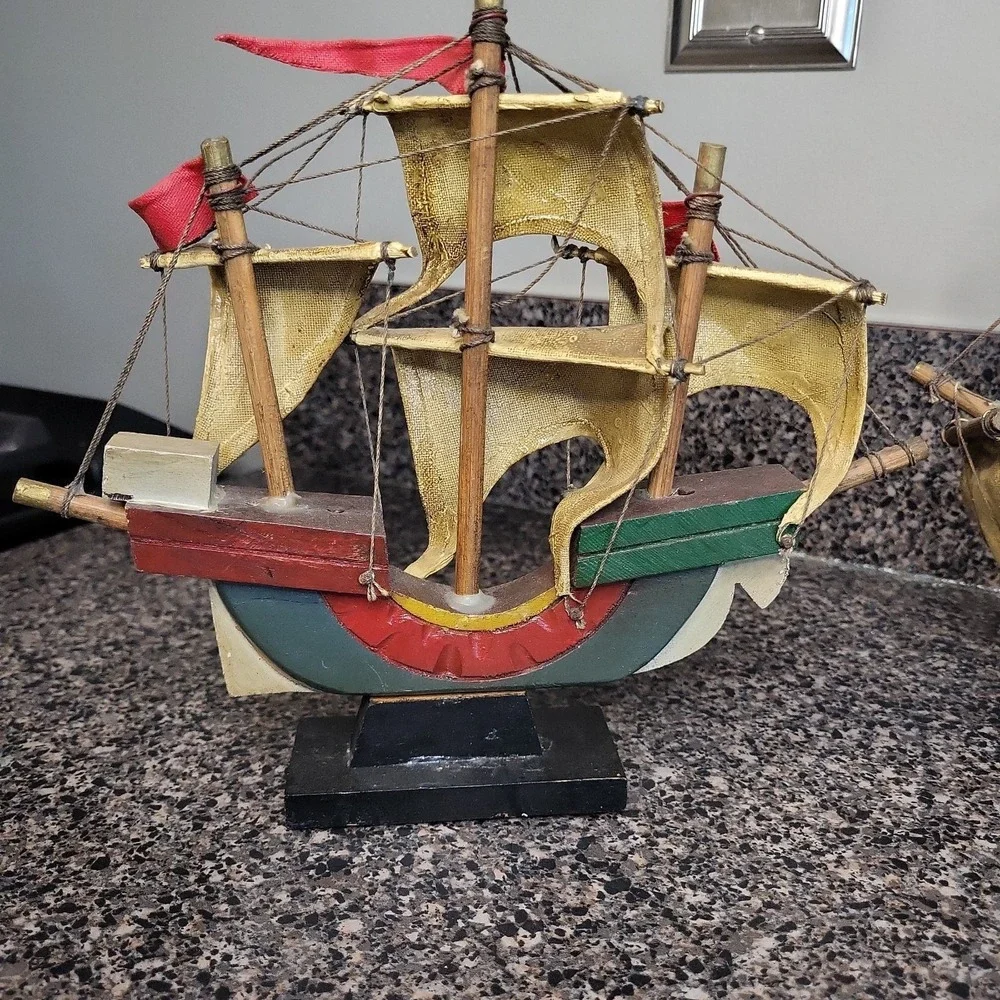 Vintage Christopher Columbus Fleet‎ Ship Set 1960's Maritime Decor Handcrafted